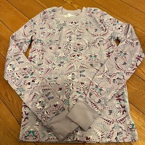 LL Bean Kids' Organic Cotton Fitted Pajama top, size 10, lavender ice butterfly